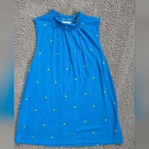 LOFT Women's Sleeveless Top High Neck With Embroidered Flowers NWT New sz Small